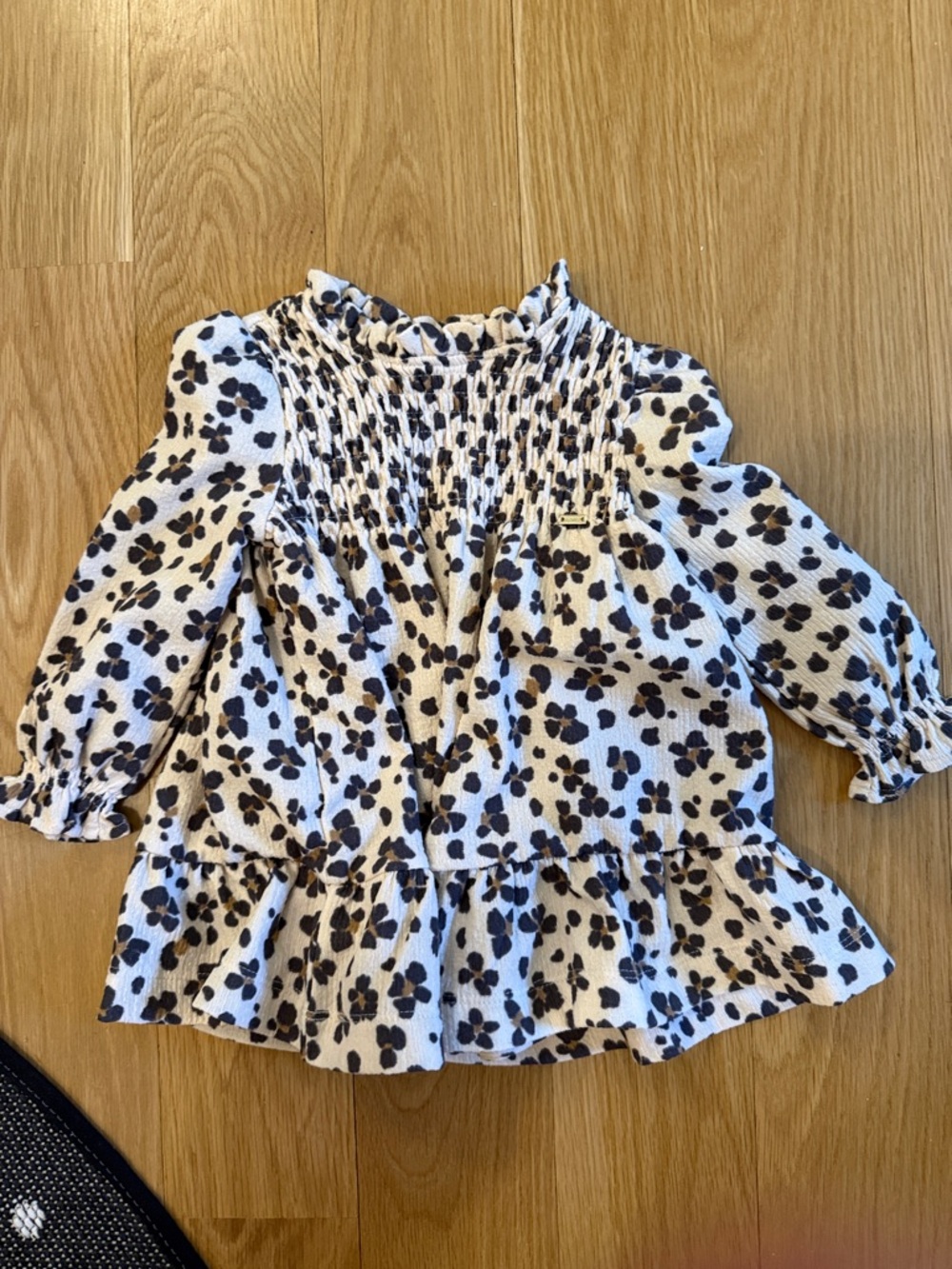 Mayoral White Top with Black Floral Print